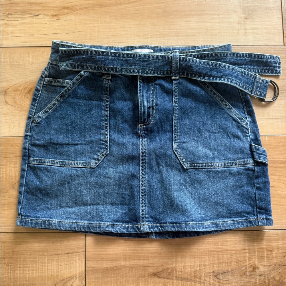 SO Denim Mini Skirt with Belt - Blue